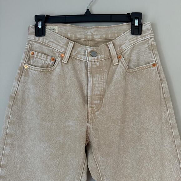 levis 501 90s premium beige acid wash straight leg jeans - Picture 3 of 7